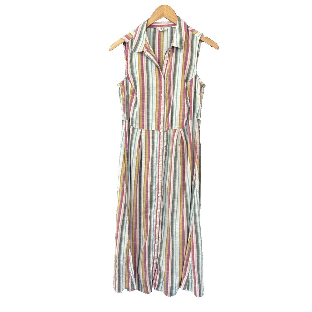 Fat Face Multicolor Stripe Midi Shirt Dress Size 8 Euro Coastal Preppy Lagenlook